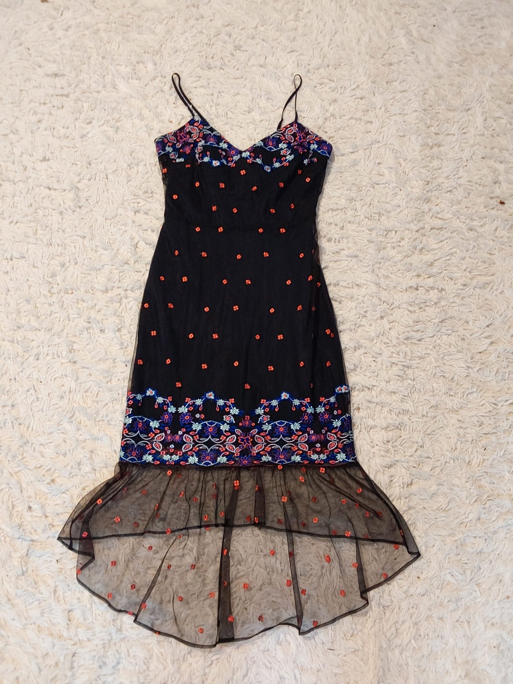 Nwt Devlin Black Floral Embroidered Slip Dress Small - Picture 6 of 6